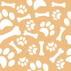 Fototapeta na wymiar A pattern with dog footprints and a sweet bone. wrapping paper for shop zoo