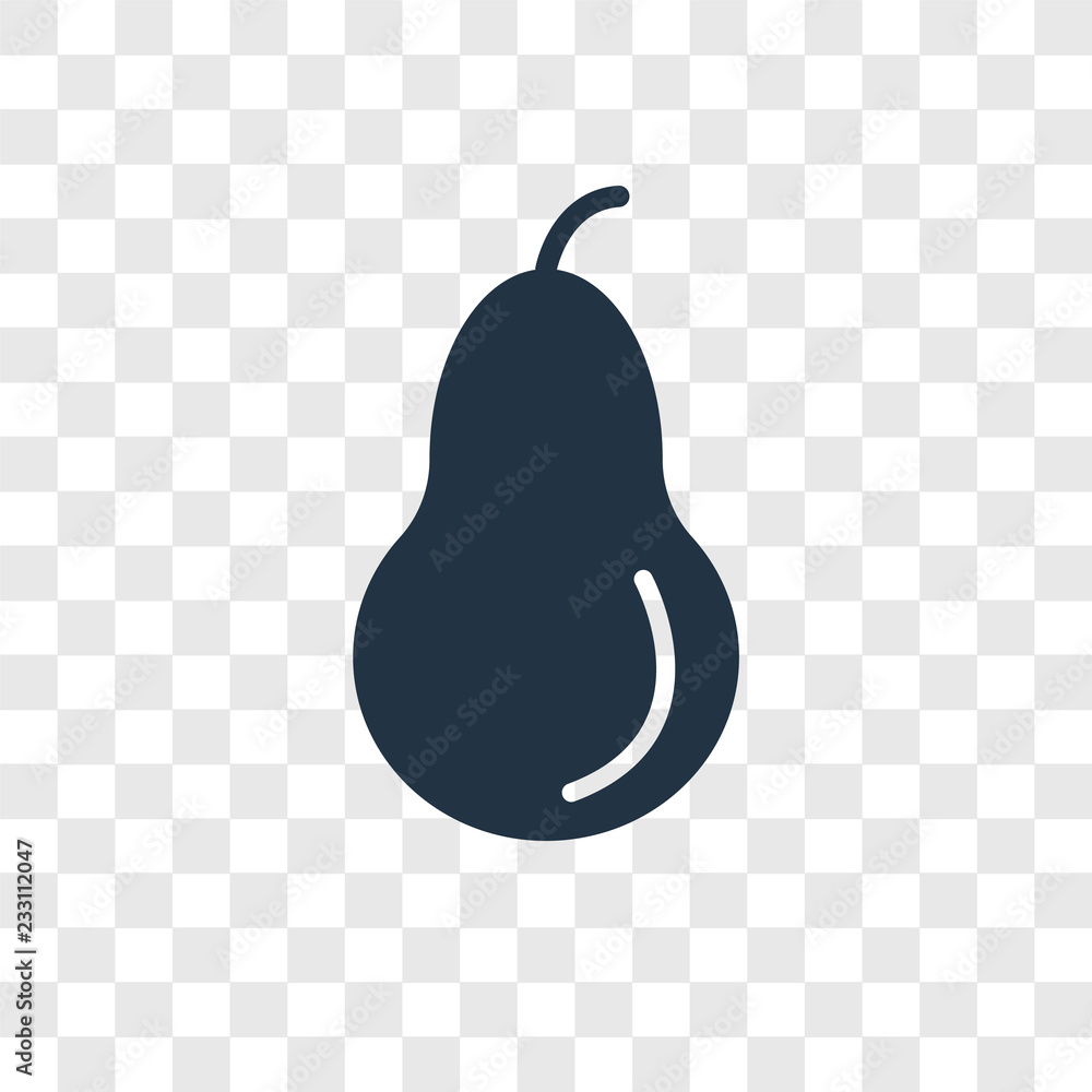Poster pear vector icon isolated on transparent background, pear transparency logo design