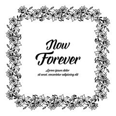 greeting card with now forever text and beaty flower vector