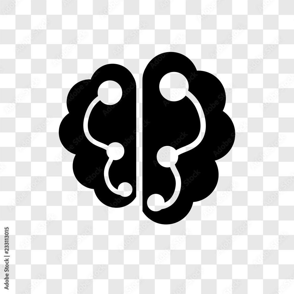 Poster brain vector icon isolated on transparent background, brain transparency logo design