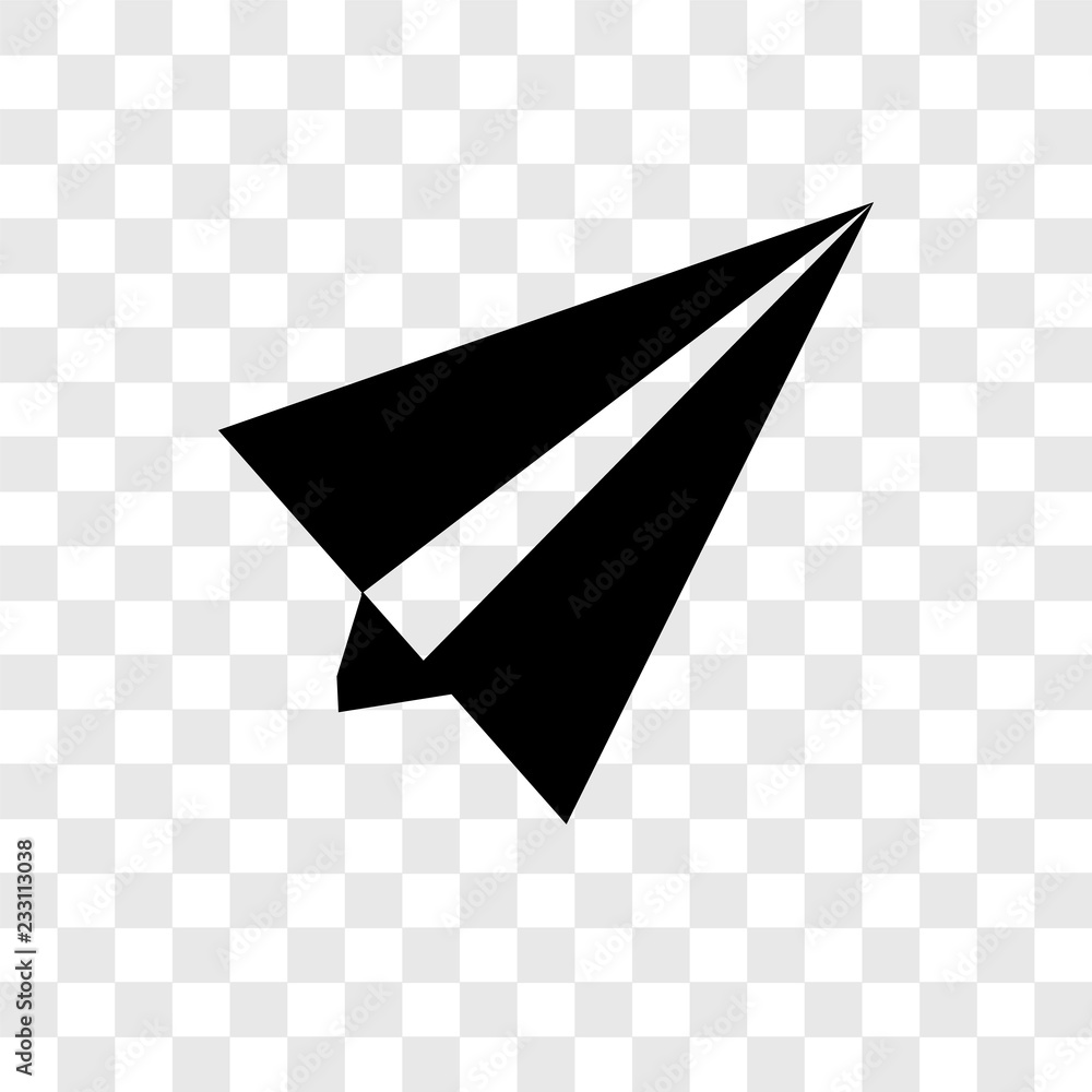 Poster paper plane vector icon isolated on transparent background, paper plane transparency logo design