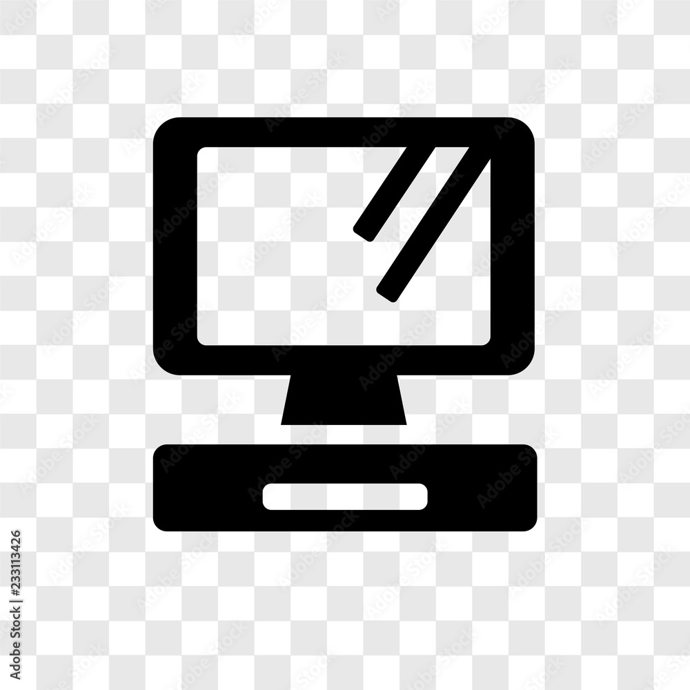 Poster computer vector icon isolated on transparent background, computer transparency logo design