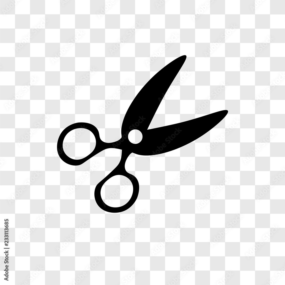 Poster scissors vector icon isolated on transparent background, scissors transparency logo design