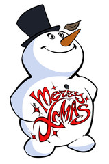 Merry christmas title illustration. Bright red elegant lettering on an abstract and original background