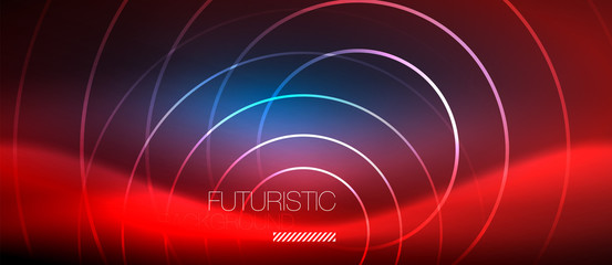 Neon glowing circles background