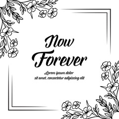 hand drawing flowers for now forever card vector