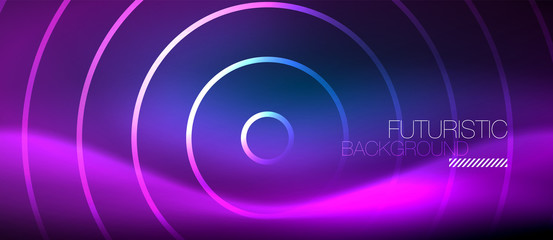 Neon glowing circles background