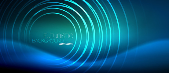 Neon glowing circles background