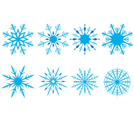 Obraz premium Set of seven snowflakes of various shapes