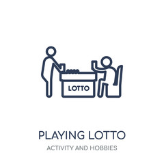 Playing Lotto icon. Playing Lotto linear symbol design from Activity and Hobbies collection.