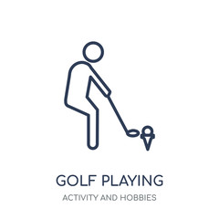 Golf playing icon. Golf playing linear symbol design from Activity and Hobbies collection.