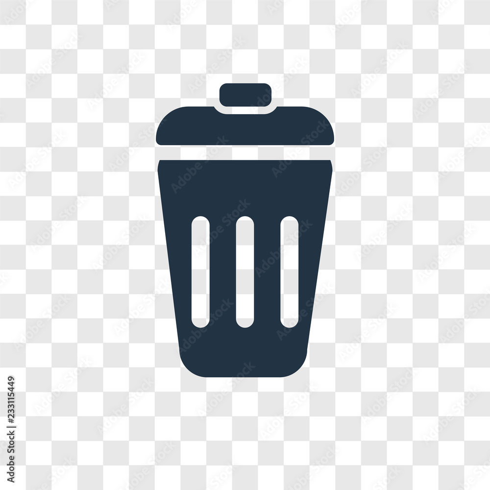 Poster trash vector icon isolated on transparent background, trash transparency logo design