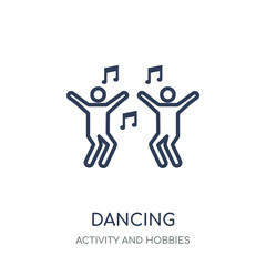 Dancing icon. Dancing linear symbol design from Activity and Hobbies collection.