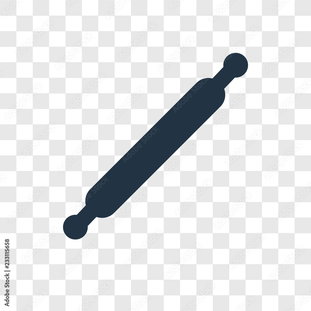 Poster rolling pin vector icon isolated on transparent background, rolling pin transparency logo design