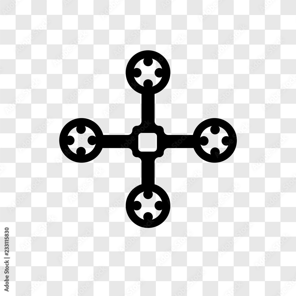 Poster drone vector icon isolated on transparent background, drone transparency logo design