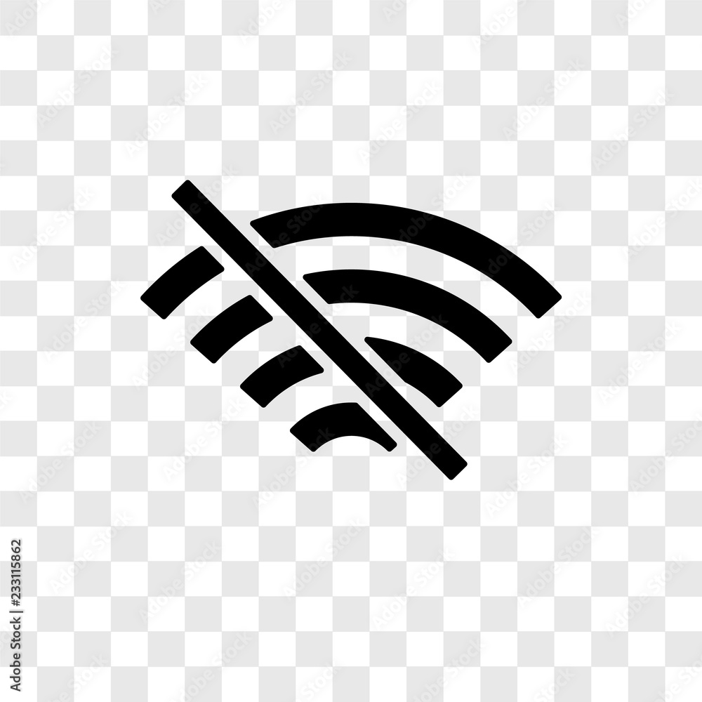 Poster no wifi vector icon isolated on transparent background, no wifi transparency logo design