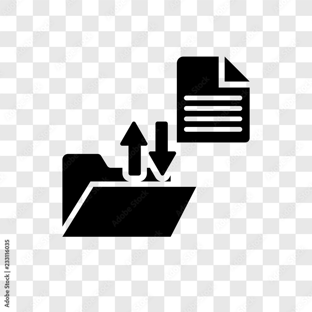 Poster file transfer vector icon isolated on transparent background, file transfer transparency logo design