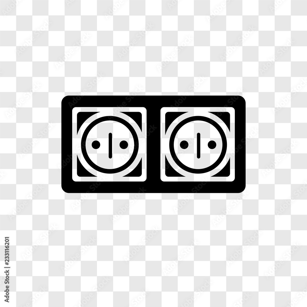 Poster wall socket vector icon isolated on transparent background, wall socket transparency logo design