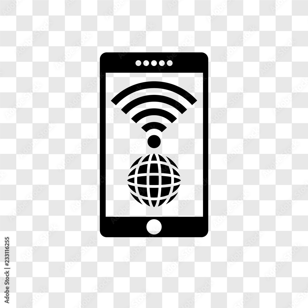 Poster wireless internet vector icon isolated on transparent background, wireless internet transparency log