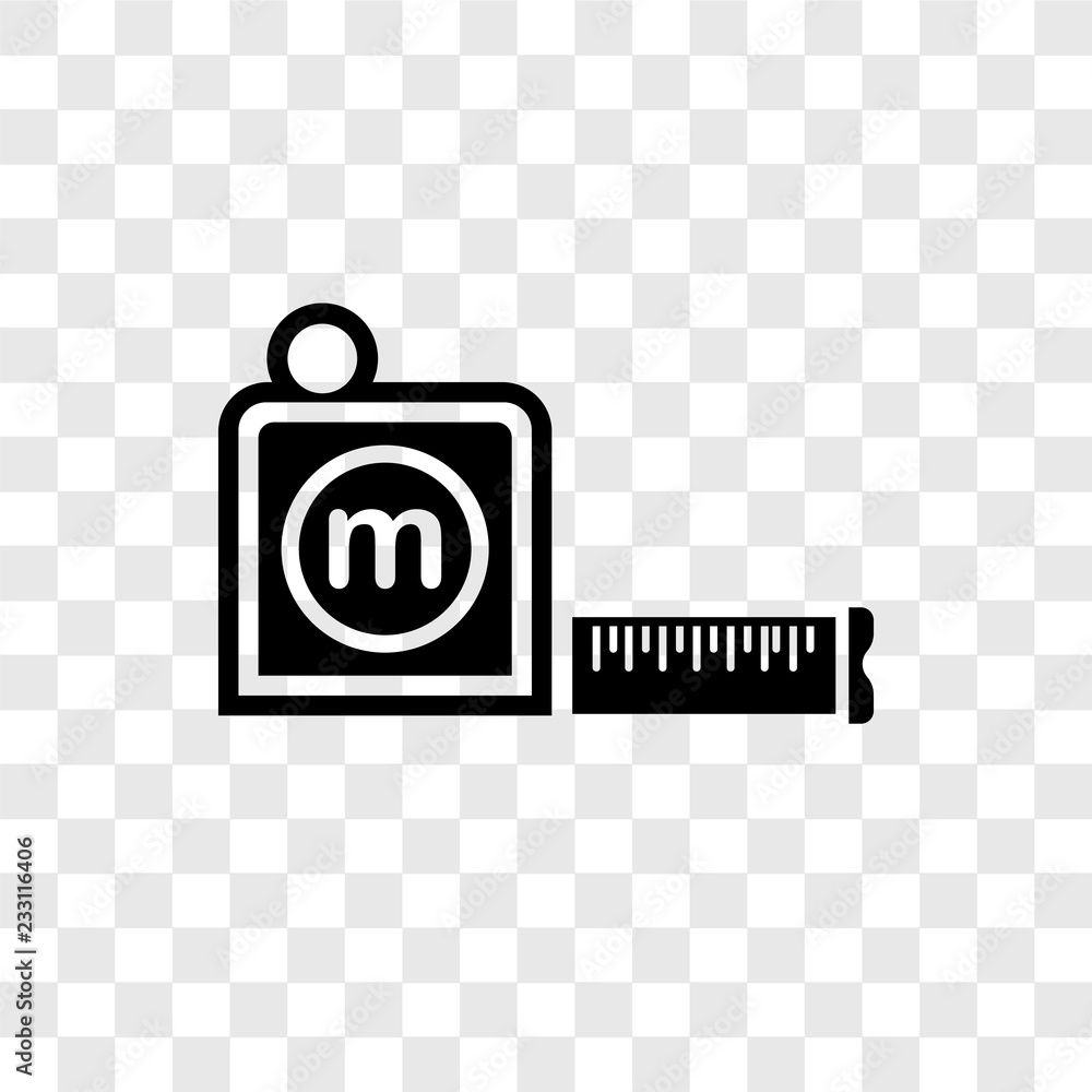 Poster measuring tape vector icon isolated on transparent background, measuring tape transparency logo desi