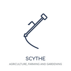 Scythe icon. Scythe linear symbol design from Agriculture, Farming and Gardening collection.