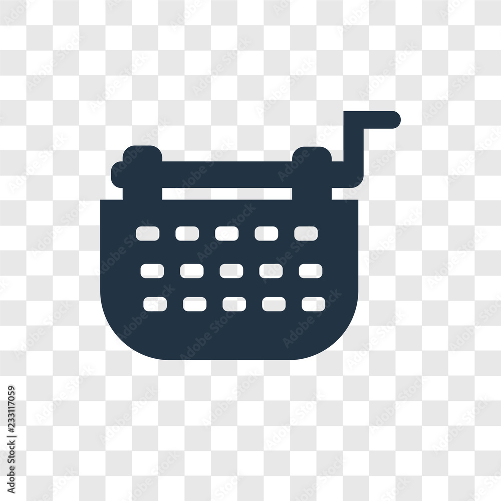 Poster typewriter vector icon isolated on transparent background, typewriter transparency logo design