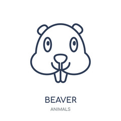 Beaver icon. Beaver linear symbol design from Animals collection. © CoolVectorStock