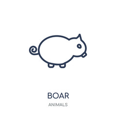 Boar icon. Boar linear symbol design from Animals collection.