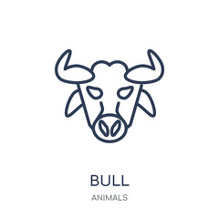 Bull icon. Bull linear symbol design from Animals collection.