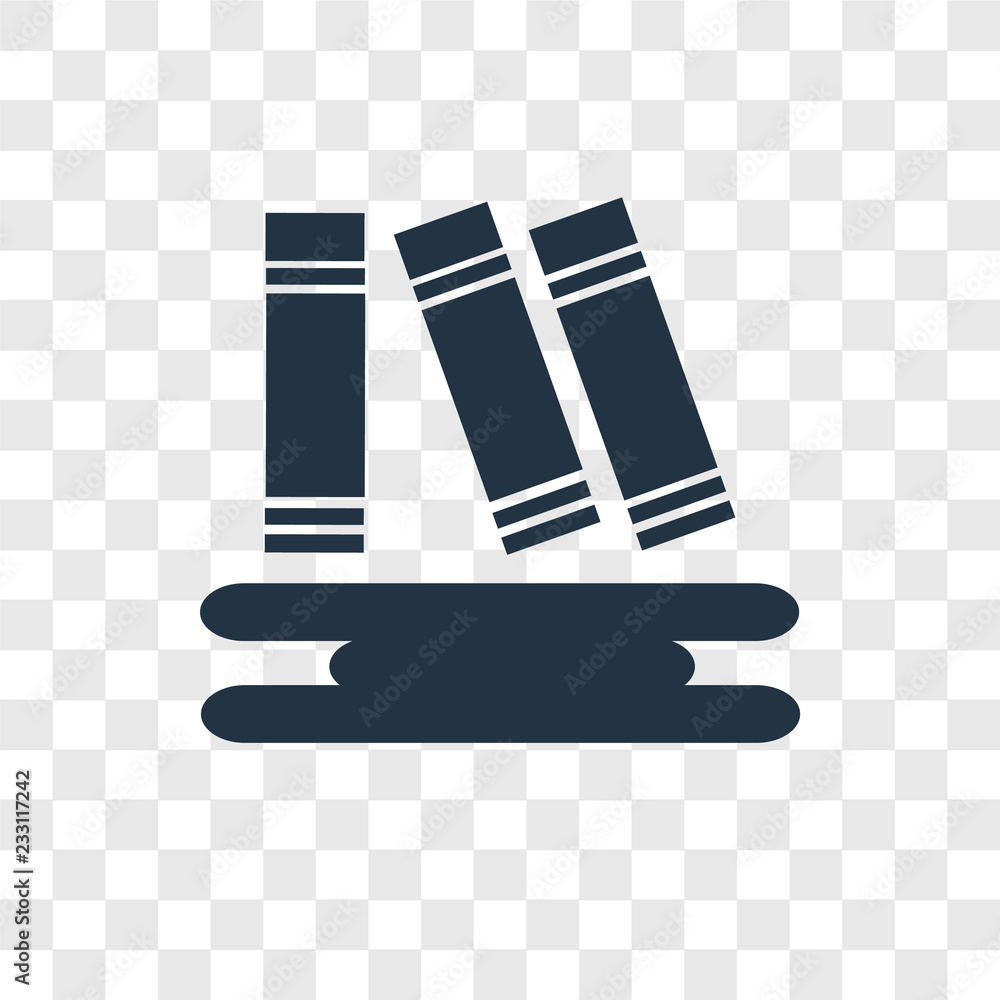Poster bookshelf vector icon isolated on transparent background, bookshelf transparency logo design