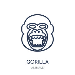 Gorilla icon. Gorilla linear symbol design from Animals collection.