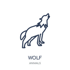 Wolf icon. Wolf linear symbol design from Animals collection.