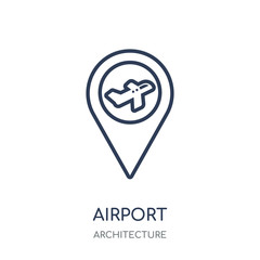 Airport icon. Airport linear symbol design from Architecture collection.