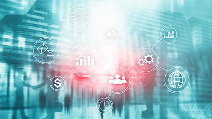 Business process automation concept on blurred background.