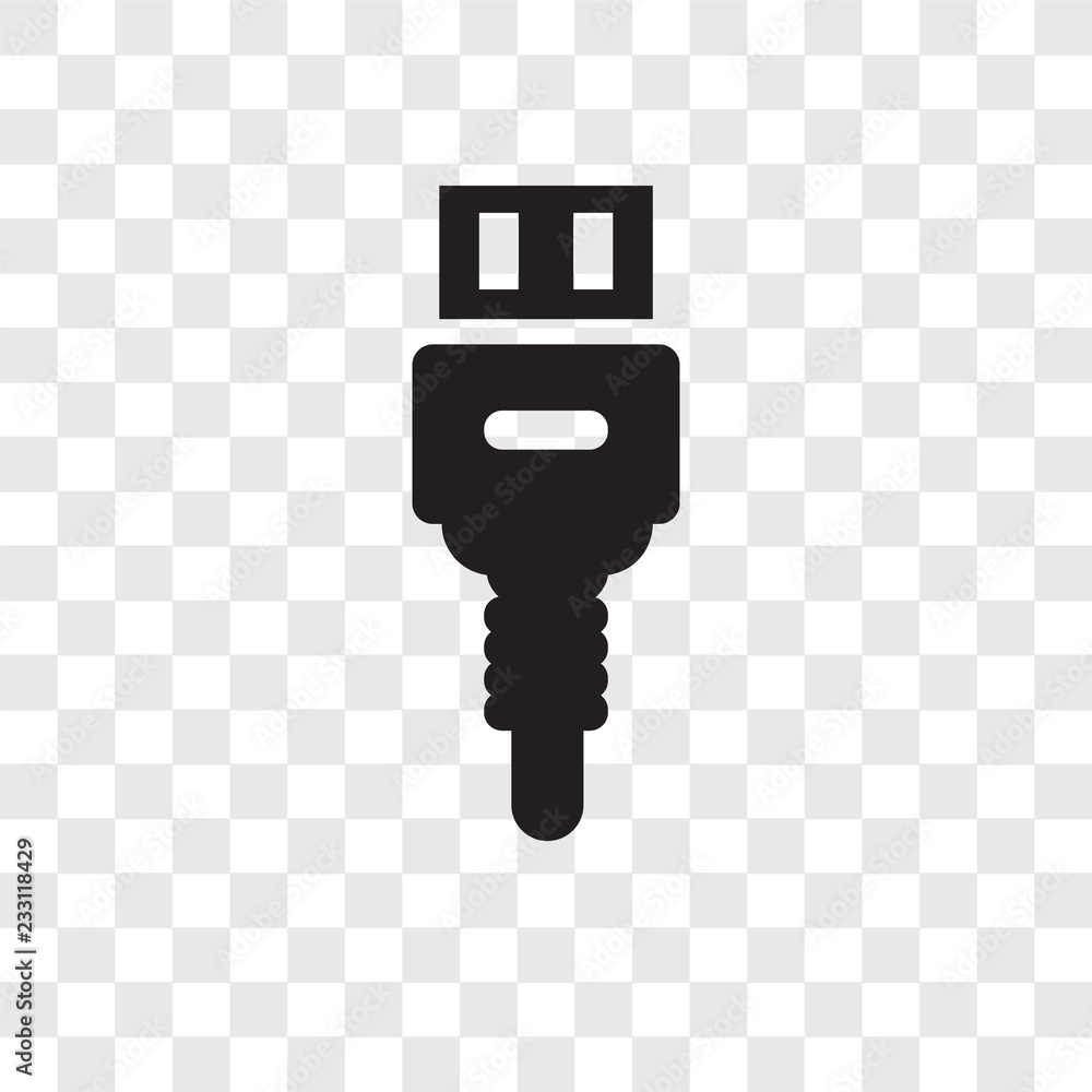 Poster usb vector icon isolated on transparent background, usb transparency logo design