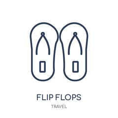 Flip flops icon. Flip flops linear symbol design from Travel collection.