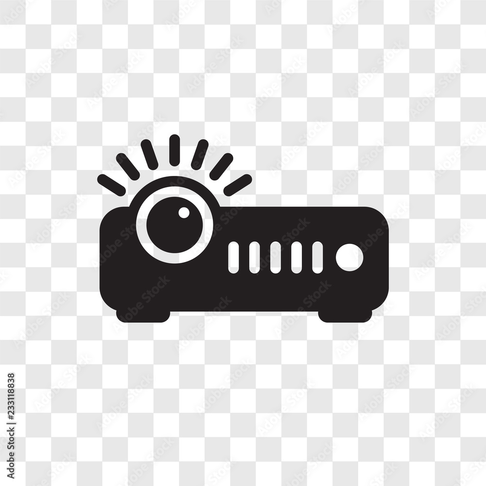Poster projector vector icon isolated on transparent background, projector transparency logo design