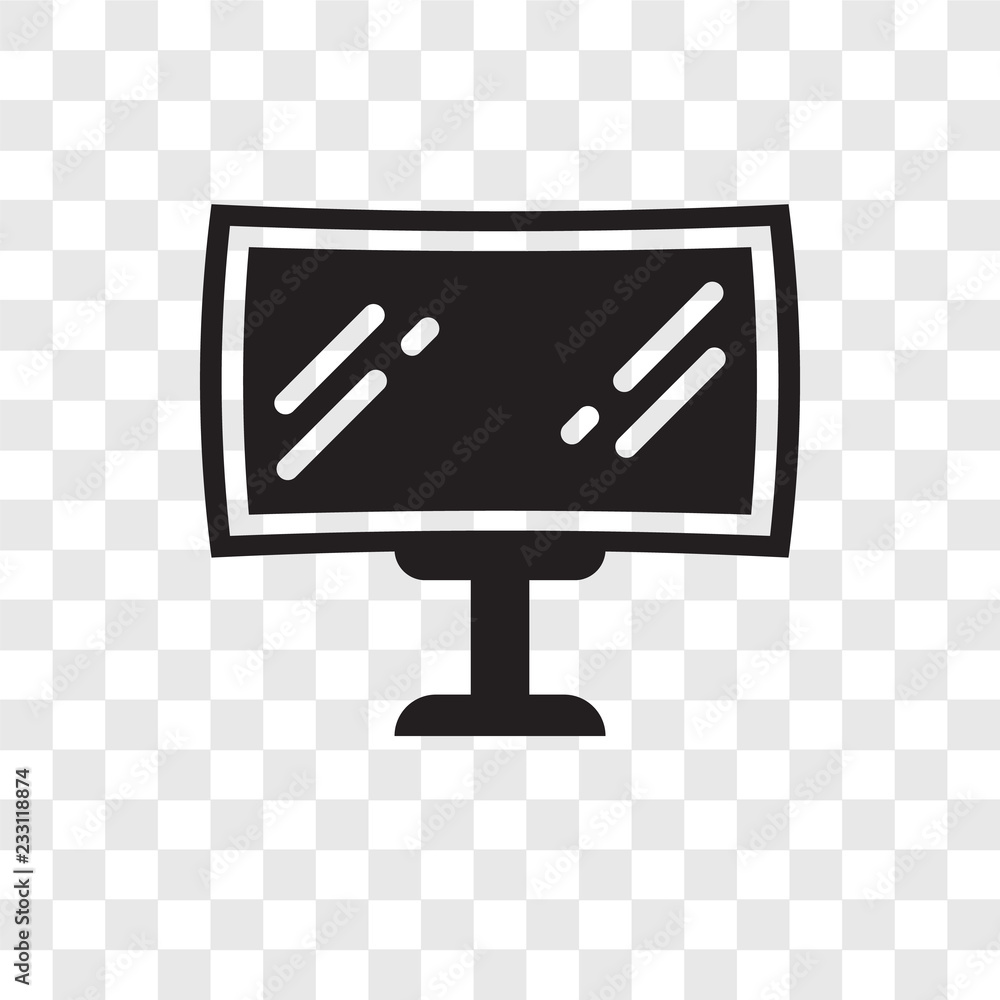 Poster monitor vector icon isolated on transparent background, monitor transparency logo design