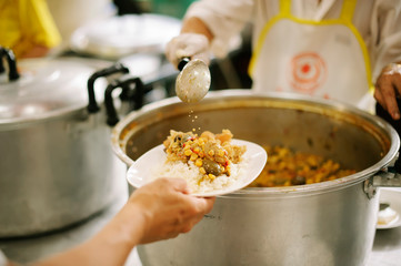 Charity food is the hope of the poor who have no money: concept of begging food