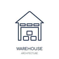 Warehouse icon. Warehouse linear symbol design from Architecture collection.