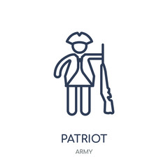 Patriot icon. Patriot linear symbol design from Army collection. Simple element vector illustration. Can be used in web and mobile.