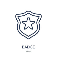 Badge icon. Badge linear symbol design from Army collection. Simple element vector illustration. Can be used in web and mobile.