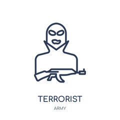 Terrorist icon. Terrorist linear symbol design from Army collection. Simple element vector illustration. Can be used in web and mobile.
