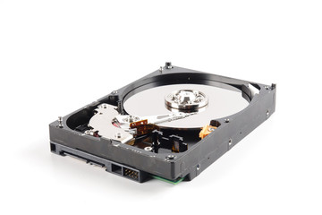 Hard disk drive (HDD) isolated on white.