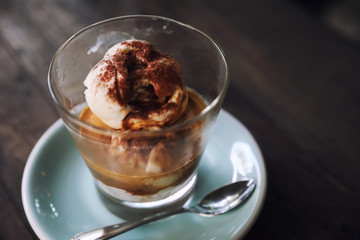 Affogato coffee with ice cream