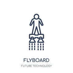 Fototapeta premium Flyboard icon. Flyboard linear symbol design from Future technology collection. Simple element vector illustration. Can be used in web and mobile.