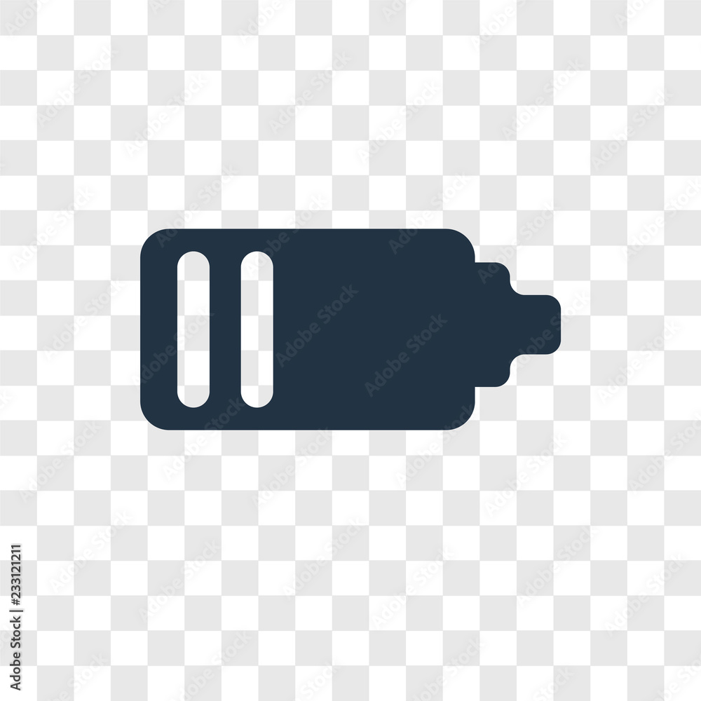 Poster empty battery vector icon isolated on transparent background, empty battery transparency logo design