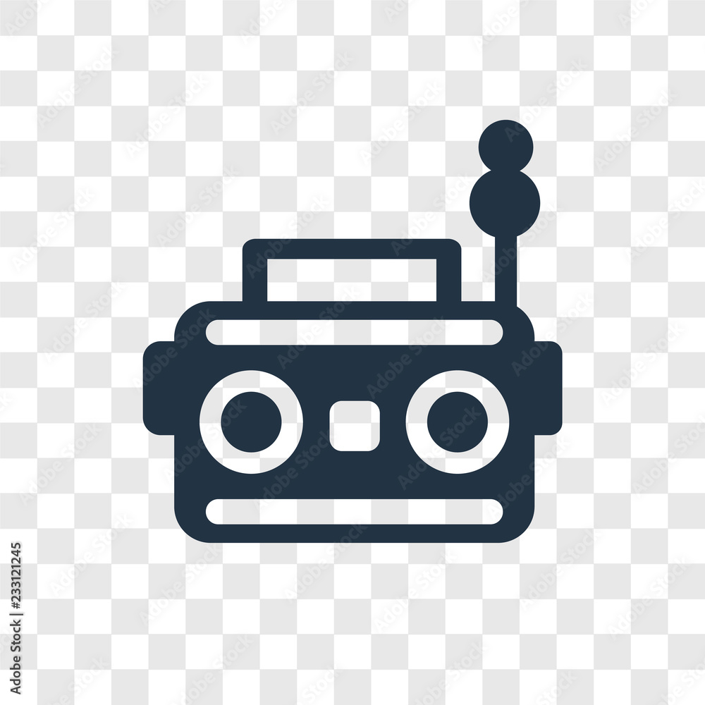 Poster radio vector icon isolated on transparent background, radio transparency logo design