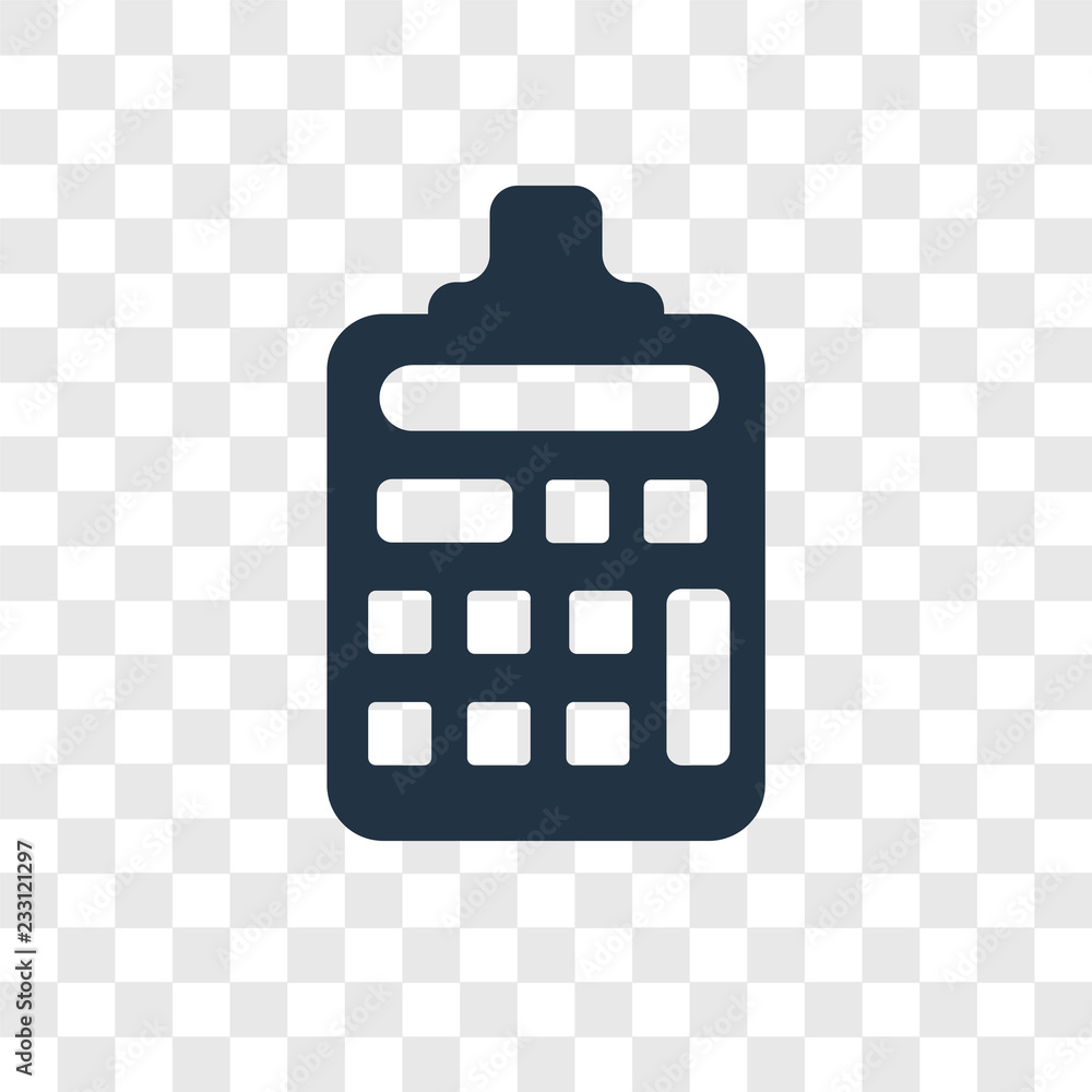 Poster calculator vector icon isolated on transparent background, calculator transparency logo design
