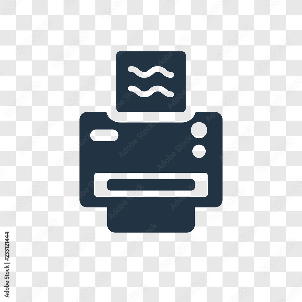 Poster printer vector icon isolated on transparent background, printer transparency logo design